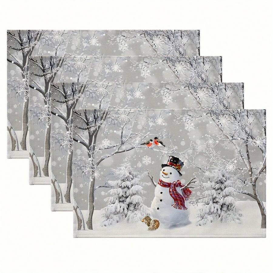 4pcs Ramadan Eid Decorative Placemats, Watercolor Floral & Golden Crescent Moon Lantern Design, Heat-Resistant Non-Slip Kitchen Coasters, Suitable For Holiday Gatherings, Parties And Dining Table Decor - Green - View 1