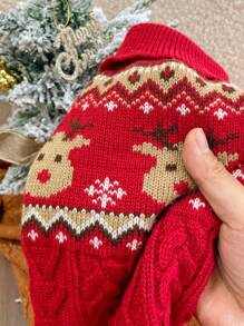 Jersey navideño de colores duales con diseño de reno de pan de jengibre para mascotas, ropa de punto cálida para perros pequeños y gatos, otoño/invierno