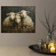 1 bức tranh vải canvas Giáng sinh hình cừu buồn bã cổ điển - Trang trí tường không khung cho gia đình và văn phòng, quà tặng hoàn hảo cho ngày lễ - Nhiều màu - Xem 10