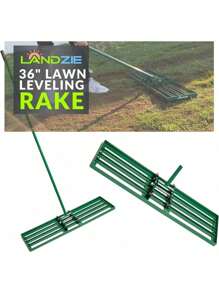 Lawn Leveling Rake - 36 Inch Steel Handle Lawn Leveler Yard Leveling Rake And Lawn Leveling Tool, Dirt Leveling Rake And Soil Leveler Yard Leveling Tool, Leveling Rake For Soil Ground Leveler - Green - View 2