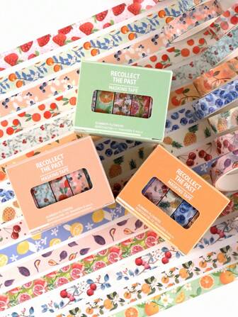 5 rullar/ask Washi-tejp med olika fruktmönster Washi-tejp, för journalföring Bibel Washi-tejpset, självhäftande papperstejp för kreativ journalföring, scrapbooking och dekoration, Washi-tejper scrapbookingtillbehör brevpapper (0,39 * 78,74 tum) Tillbaka till skolan