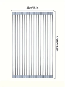 1pc Stainless Steel Roll-Up Dish Drying Rack, Multifunctional Drainer Rack, Foldable Kitchen Sink Organizer, Portable Metal Rolling Rack