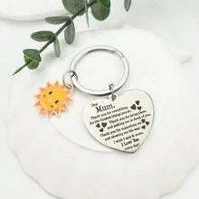 Móc khóa trái tim hoa hướng dương ngày của mẹ đơn giản thời trang, phụ kiện túi cặp đôi sinh viên Campus Street DIY mặt dây chuyền chìa khóa xe đáng yêu cho cả nam và nữ, quà tặng bất ngờ cho bạn bè - bức thư tình mặt trời + mẹ - Xem 1