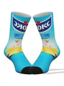 1 双有趣而独特的男士印花中筒袜，时尚、舒适、透气、吸湿排汗、防臭、宽松版型，3D 卡通和动漫设计，适合节日、街头穿着、运动、礼物 - 彩色 - 查看 2