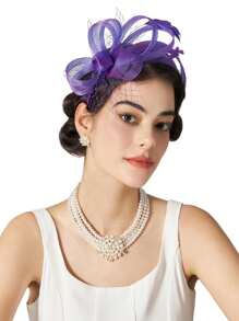 1pc Fascinators Headband With Feather, Women's Tea Party Hat For Kentucky Derby, Cocktail, Wedding, Fancy Dress Party, Tiny Hats, Mini Cap