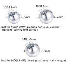 10 bucăți de schimb din oțel inoxidabil bile de rezervă 14 g 16 g cu zirconiu cubic Gem Labret Sprâncene Limbă Barbell Bar Atașamente Piercing