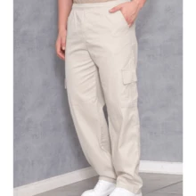 Men's Oversized Twill Cargo Pants - 米色 - 查看 4