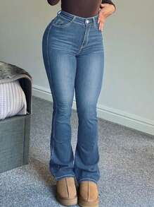 Chicsale Fashion Ladies Jeans, Elastic Jeans-Bell Bottoms, Women's Wear - Light Wash - View 1