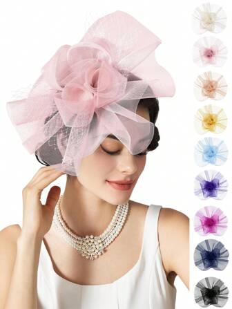 1 Stück Blumen-Fascinator-Hüte für Teepartys für Frauen, formelle Kopfbedeckungen für Kentucky Derby, Cocktail, Hochzeit, Kostümparty