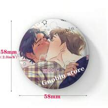 58mm 可爱韩国漫画画家夜之纽扣别针延承浩白娜久林 BL 漫画胸针徽章包包装饰情侣礼物 - 58mm - 查看 4