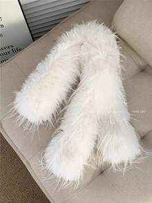 1pc Unisex Fluffy Infinity Scarf, Long Warm Scarf For Autumn Winter - Long Fleece Scarf - View 8