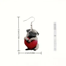 1pair Charming Black Dog Acrylic Earrings - Cute Cartoon Style, Suitable For Party, Wedding And Gift