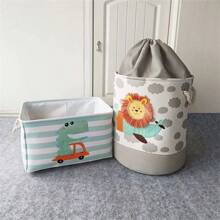 1 pièce Panier de rangement en tissu pour fournitures, Panier de rangement avec motif de dessin animé pour jouets, vêtements, panier à linge pour organisateur de maison