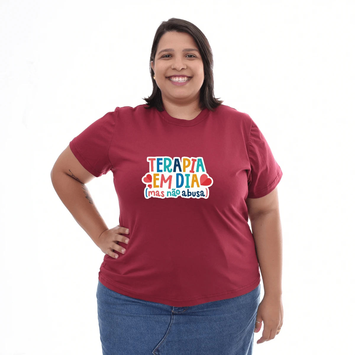 Women's Plus Size T-Shirt Therapy In Day T-Shirt Blouse Shirt 100% Cotton - 紫紅色 - 查看 1