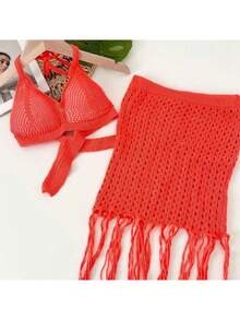 BLOGGER KNITTED CROCHET BEACH COVER SET WITH PADS - 查看 1