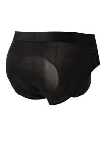 4pcs Men's Breathable Mesh Triangle Briefs, Solid Color Comfortable Underwear