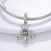 1Pc Silver Color Enjoy Muisc Singer Headphones Radio Pendant Charm Fit Original Snake Bracelet Necklace Beads For Diy Jewelry Making Women Party Gift - Silver - View 3