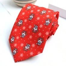 1 件圣诞树圣诞老人派对和商务休闲街头涤纶领带，适合所有季节作为圣诞礼物 - 彩色 - 查看 11