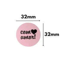 250 Round Adhesive Labels With Love For Packaging - 淺粉色 - 查看 2