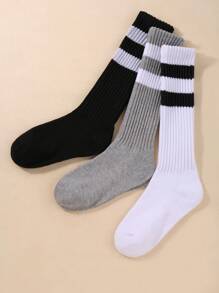 1/3 Perechi Șosete Tricotate Lejere pentru Femei, Cu Dungi, Toamnă și Iarnă, Șosete Lejere cu Dungi, Șosete Scrunch, Șosete Scrunchie, Șosete Crew, Moi, Confortabile, Calde și Respirabile, La Modă, Negru, Alb, Gri, Cadouri Perfecte pentru Drumeții, Înapoi la școală, Halloween și Crăciun