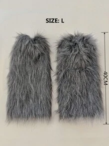 1 đôi tất giữ ấm chân dài màu trơn, kiểu dáng Y2K, màu đen, thích hợp cho biểu diễn sân khấu, tiệc tùng, thoải mái và ấm áp. - Xám - Xem 8