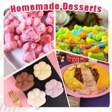 狗爪狗骨头硅胶模具用于烘焙巧克力、糖果、果冻、冰块、蛋糕装饰、肥皂模具、DIY宠物零食烘焙模具狗饼干零食模具厨房烘焙用具配件 - 粉色 - 查看 5