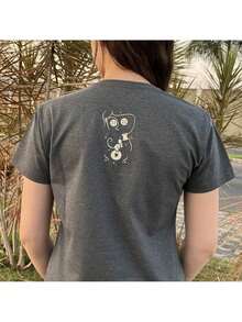 Women's T-Shirt With Secret World Print - 深灰色 - 查看 2