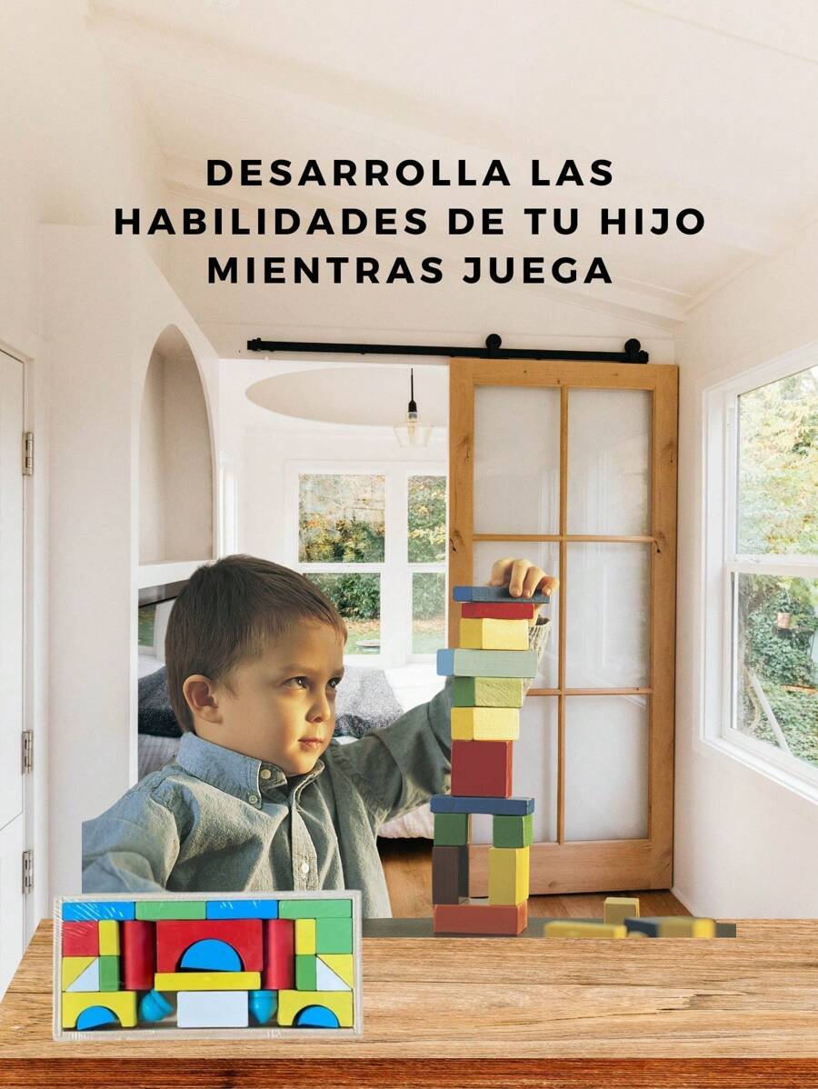 Small Educational Wooden Blocks - Multicolor - View 1