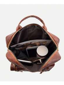 Simple Style Handbags For Women Fashion Solid Color Leather Large Capacity Double Zipper Lightweight Luxury Design New Bag 2024 - Đỏ - Xem 6