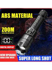 1 Stück Hochleistungs-LED Taschenlampe, tragbare wasserdichte wiederaufladbare Fackel, USB-C wiederaufladbare multifunktionale Zoom-Teleskop-Taschenlampe für Outdoor-Wanderungen, Notfälle, Camping
