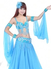 1PC单双环手套 肚皮舞舞蹈摆袖 肚皮舞演出服装 演出服装 演出服装袖套 (产品外包装随机发货) - 彩色 - 查看 7