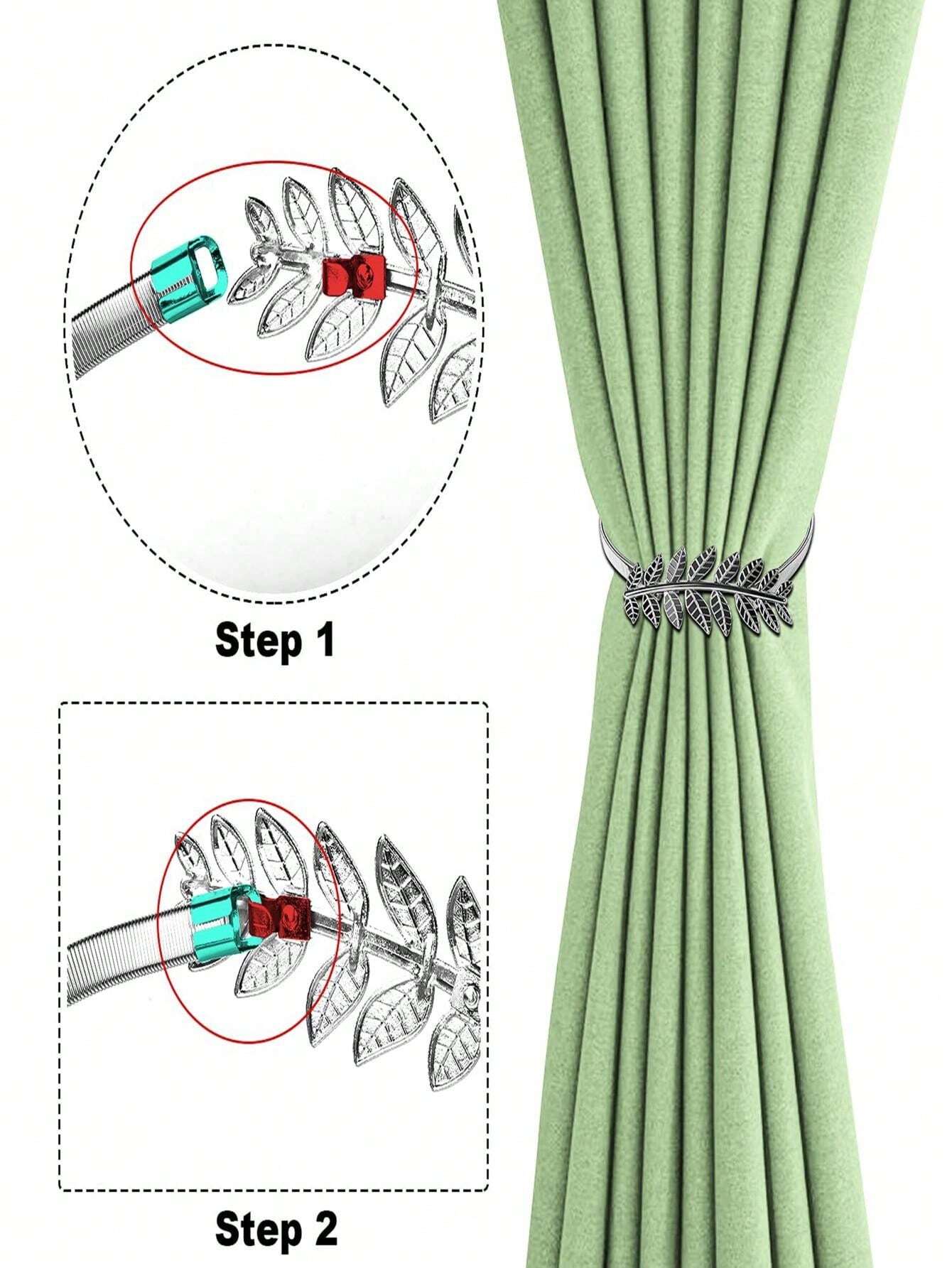 2pcs/Set LeafShaped Decorative Metallic Curtain Tie Backs, Nordic
