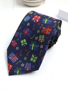 1 件圣诞树圣诞老人派对和商务休闲街头涤纶领带，适合所有季节作为圣诞礼物 - 彩色 - 查看 8