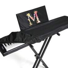 钢琴键盘防尘罩，钢琴罩防水拉伸防刮电子钢琴键盘保护器适用于数码电子钢琴，全覆盖拉伸锁音乐键盘保护器（88 键和 61 键黑色）-独特名称首字母含义风格 - 黑色88鍵-圖案 2 - 查看 31