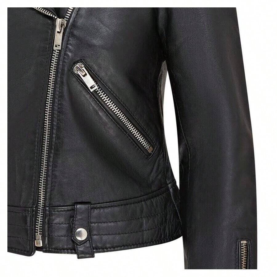 Womens Black Leather Brando Jacket Chennai SHEIN USA