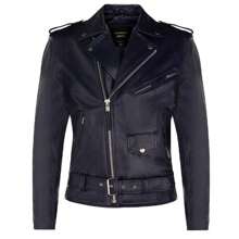 Mens Cow-Hide Black Brando Jacket -Venice - 海軍 - 查看 1