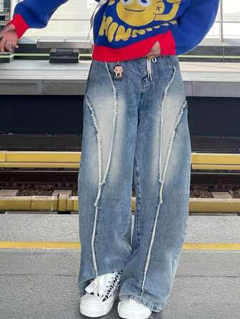 GlobeSwift 男士拼布设计洗水牛仔裤