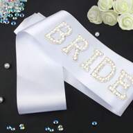 1 PC White Bride Sash With Faux Pearls And Rhinestones, Bachelorette Party Sash, Bridal Shower Gift Wedding Party Decorations