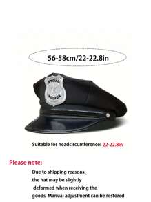 1 chiếc mũ cảnh sát dành cho người lớn, mũ phẳng tám cạnh, đạo cụ nhập vai vui nhộn, mũ cảnh sát, phụ kiện đồng phục, thích hợp cho các bữa tiệc hóa trang và kết hợp với đồng phục & trang phục gợi cảm - Nhiều màu - Xem 3