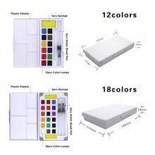 12/18/24/36 Colors Solid Watercolor Pigment Set For Drawing And Painting, Portable,Back To School Essentials,Creative Gift For Thanksgiving, Christmas, Birthday Halloween Decoration Back To School
