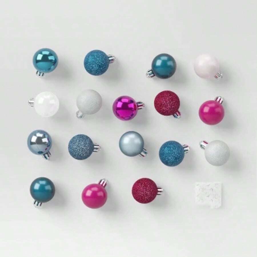 25ct Round Mini Christmas Tree Ornament Set - Wondershop™ - Màu xanh lam - Xem 1