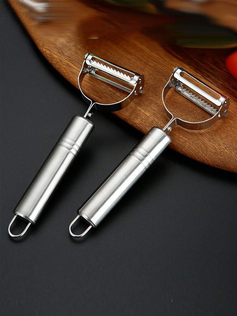 1 件不锈钢蔬菜削皮器 - 多功能水果和土豆切片机，适用于餐饮和休闲，餐厅用手动不可充电厨房小工具 - 銀色 - 查看 1