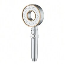 1 个甜甜圈形淋浴喷头，3 种模式可调节高压手持淋浴喷头，双管设计，防烫隔热，4 英寸通用连接，适合家庭淋浴 - 彩色 - 查看 11