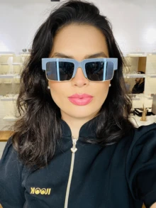 Women's Rectangular Sunglasses UV400 Protection Rave Party Gradient Glasses New 2025 Square - 灰色 - 查看 3
