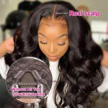 Perucă din păr uman cu val de corp 12A brazilian virgin fără adeziv Peruci din păr uman în formă de V Peruci de upgrade Peruci cu undă de corp pentru femei Fără coase în cap întreg Perucă cu clipă în jumătate