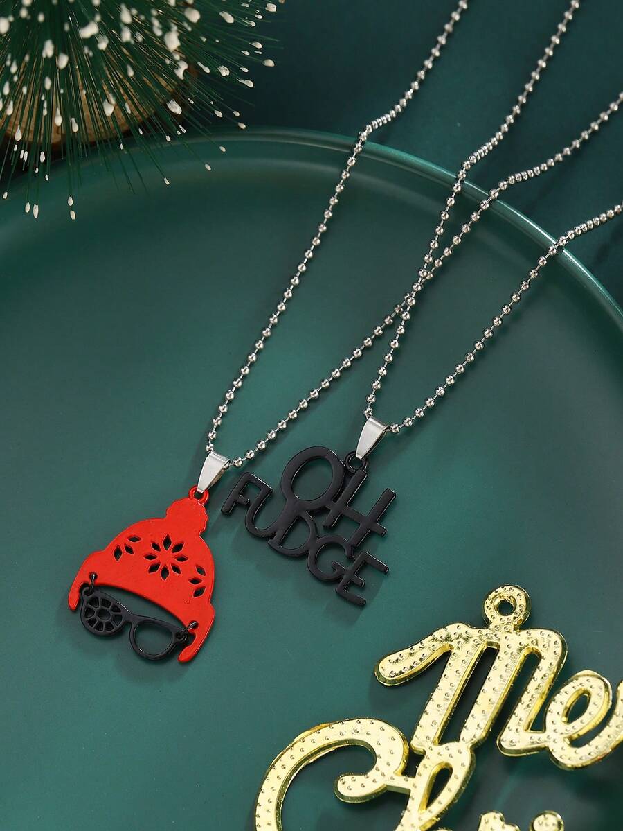 suteyi 2 Pieces Of Acrylic OH FUDGE Christmas Hats, Asymmetrical