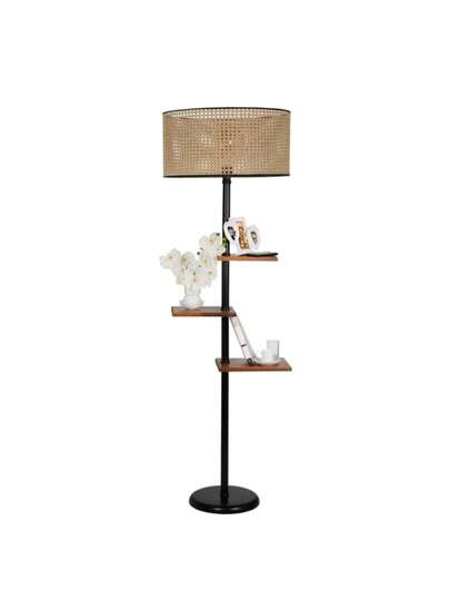 Well Home Vloer Lamp Metal, Zwart Brown, 45x45x170, 27 Socket Max 60 W. Free Shipping In 24/48h