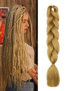 1 包大型编织发 24 英寸，适合女士和儿童日常度假和角色扮演编织佩戴蓝色白色粉色黑色橙色蓝色棕色勃艮第灰色绿色多色时尚合成头发钩针接发实用灵巧高温头发适合圣诞节、新年、狂欢节、音乐节 - 彩色 - 查看 12