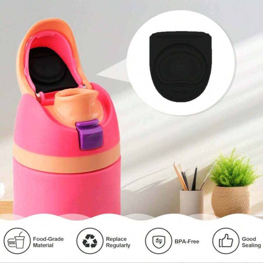 4 Pack Replacement Plugs Compatible For Silicone Anti-Spill Lid Plug Water Bottle Lid Replacement Parts Black - 彩色 - 查看 1