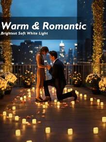 6/12/24/48支装暖色无焰LED蜡烛，电池供电，逼真蜡烛造型，暖白光，适用于婚礼、圣诞节、浪漫烛光晚餐、情人节装饰